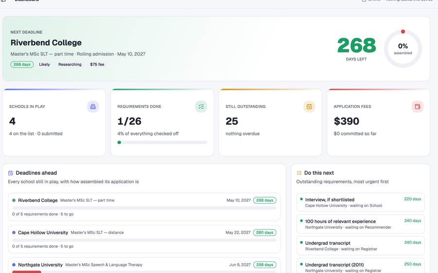 Grad School Tracker for Career Changers screenshot