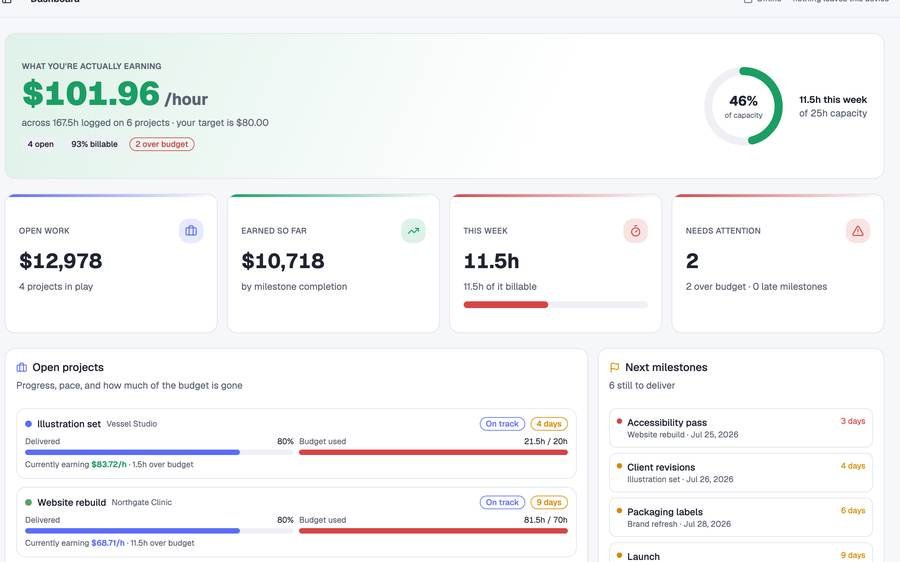Freelance Project Tracker screenshot