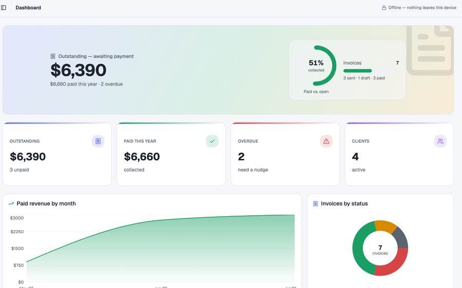 Freelancer Invoice & Client Tracker screenshot