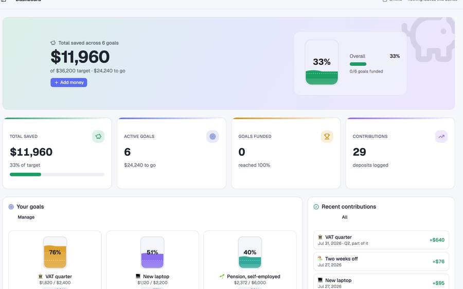 Freelancer Savings Goals screenshot