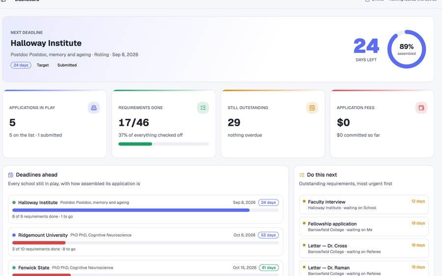 PhD & Postdoc Tracker screenshot